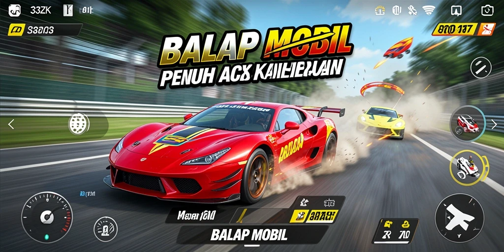 Antarmuka permainan 33ZK menampilkan balapan mobil yang intens dan seru.