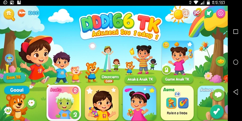 Tampilan antarmuka aplikasi IDX66 yang ramah anak.