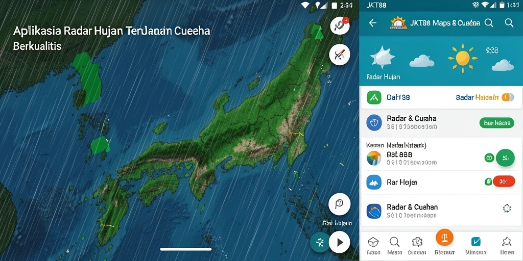 Antarmuka aplikasi JKT88 menampilkan radar hujan secara jelas dan informatif.