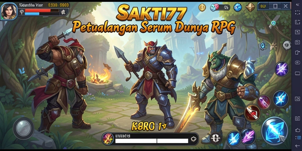 Antarmuka SAKTI77 menampilkan pertarungan seru di dunia RPG.