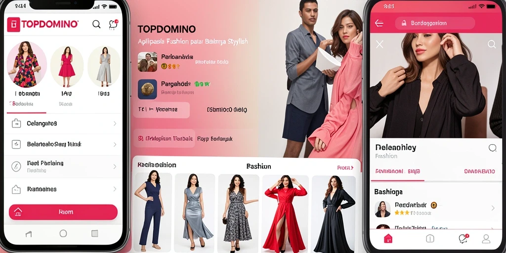 Antarmuka modern TOPDOMINO yang memudahkan pengguna berbelanja fashion.