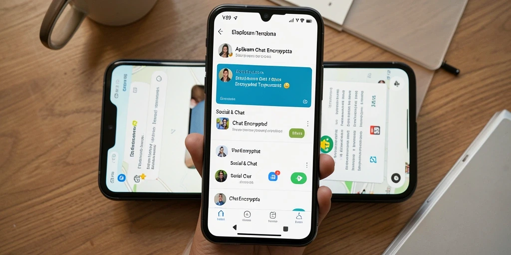 Tampilan antarmuka V89 yang sederhana dan fungsional untuk Chat Encrypted.