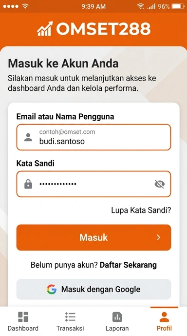 Cara Masuk Akun omset288 Setelah Mengunduh APK